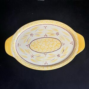 Oval serving platters Temp-tations by Tara "Old World Yellow" Ceramic 14”x9”
